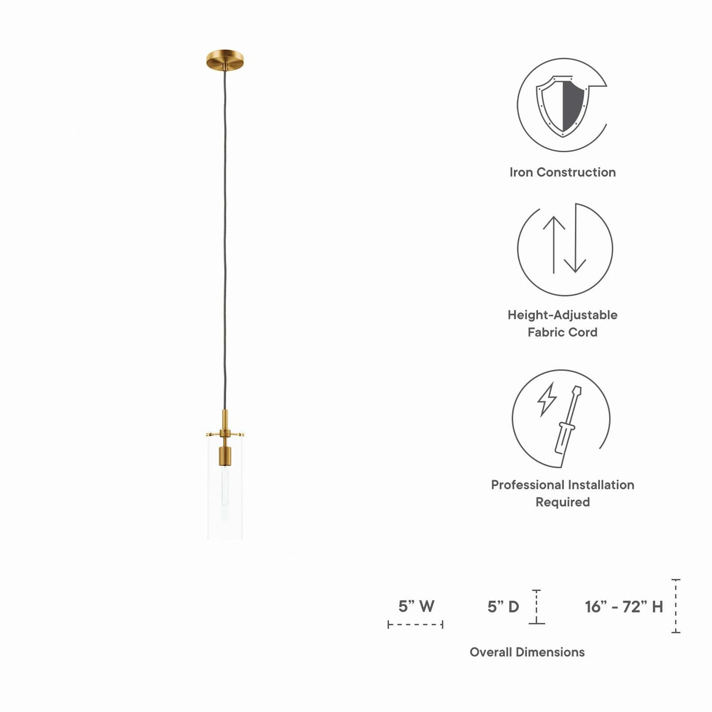 Skylark Pendant Light Clear Satin Brass EEI-5652-CLR-SBR