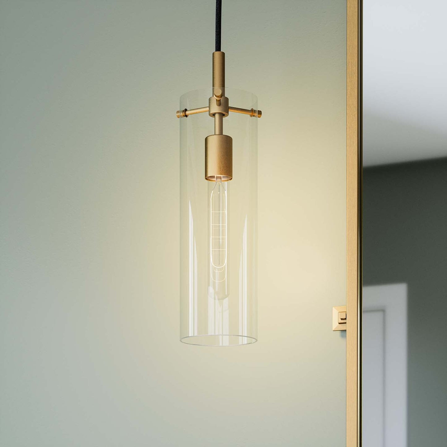 Skylark Pendant Light Clear Satin Brass EEI-5652-CLR-SBR