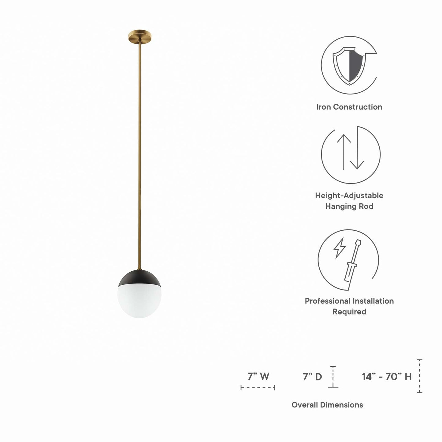 Stellar 1-Light Pendant Light Opal Satin Brass EEI-5653-OPA-SBR