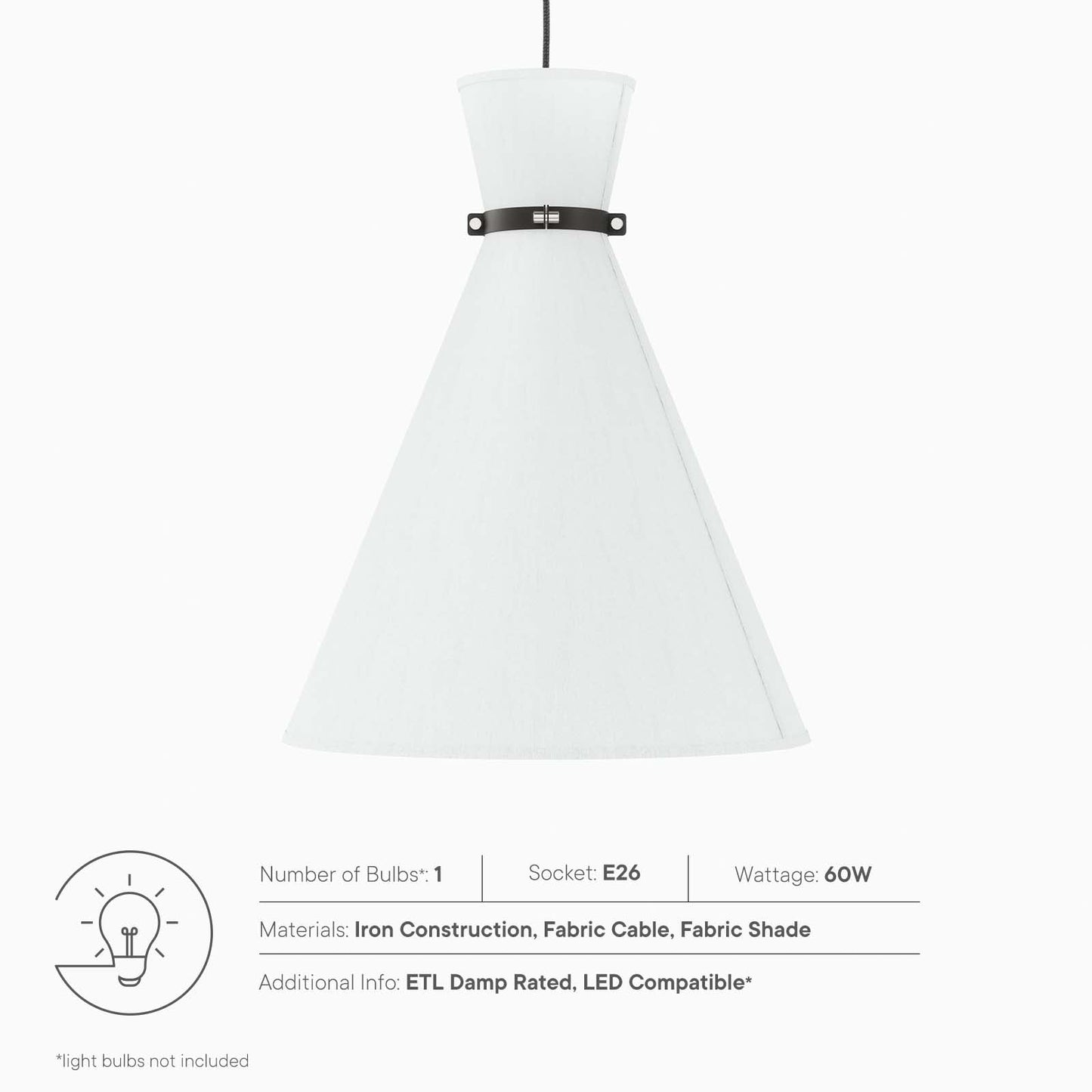 Starlight 1-Light Pendant Light White Polished Nickel EEI-5659-WHI-PON