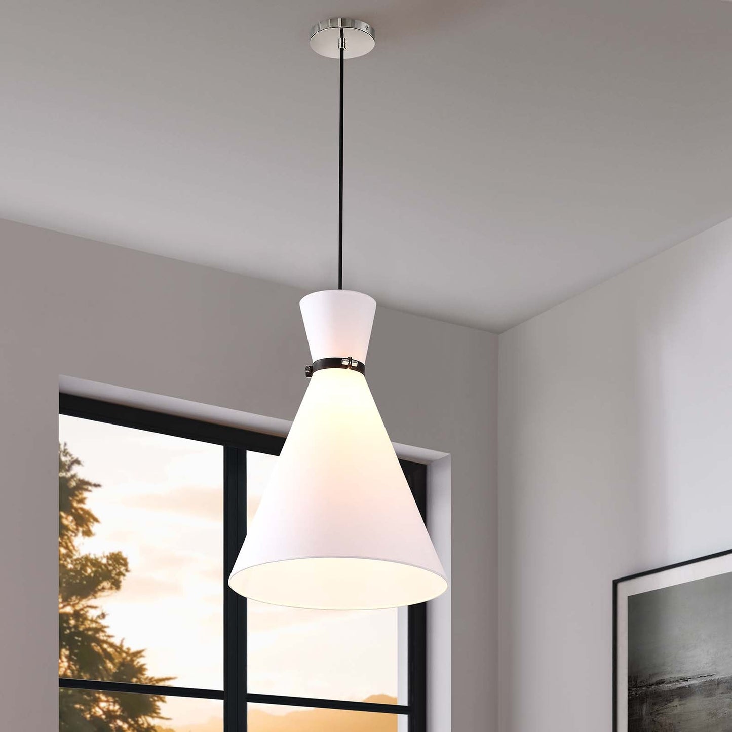 Starlight 1-Light Pendant Light White Polished Nickel EEI-5659-WHI-PON