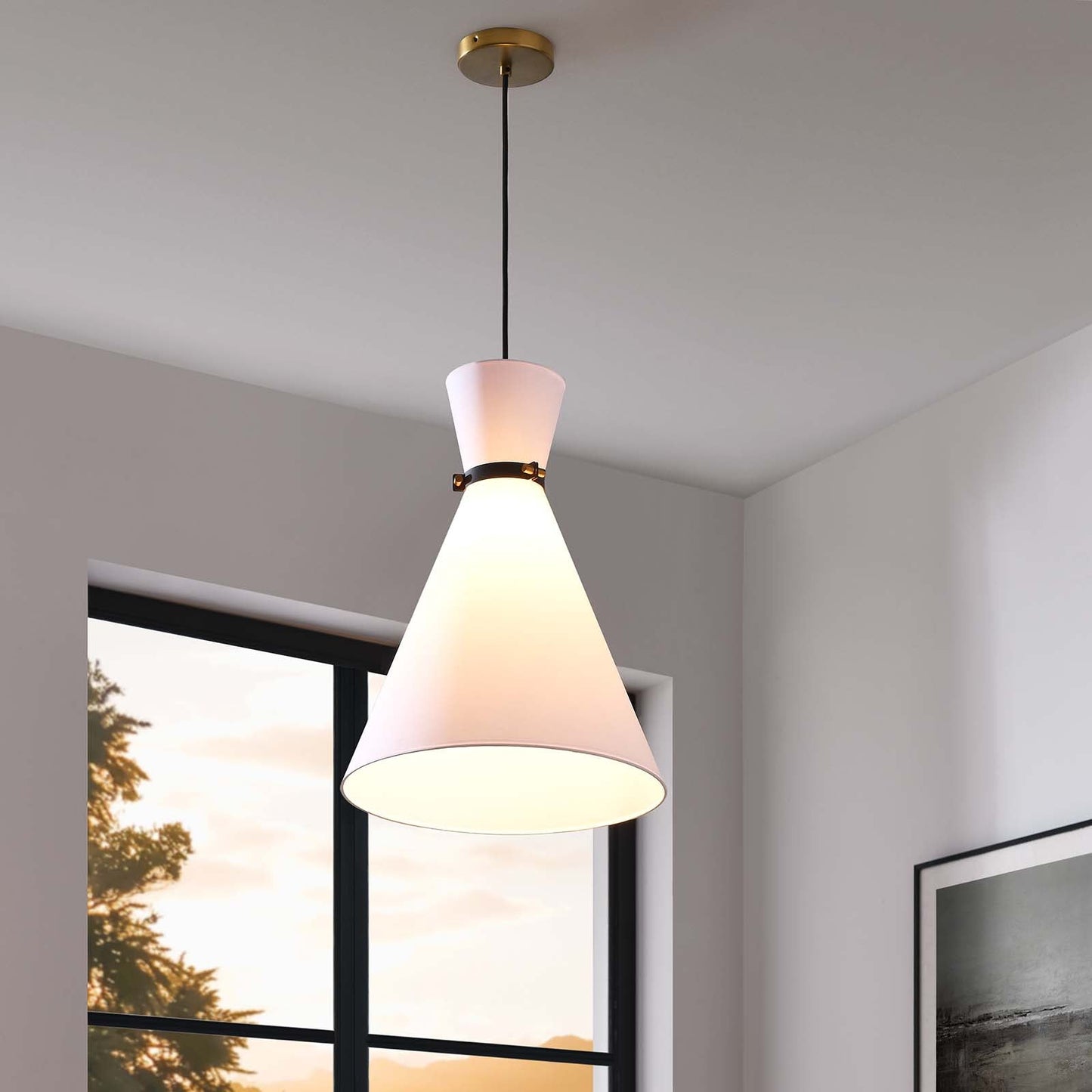 Starlight 1-Light Pendant Light White Satin Brass EEI-5659-WHI-SBR