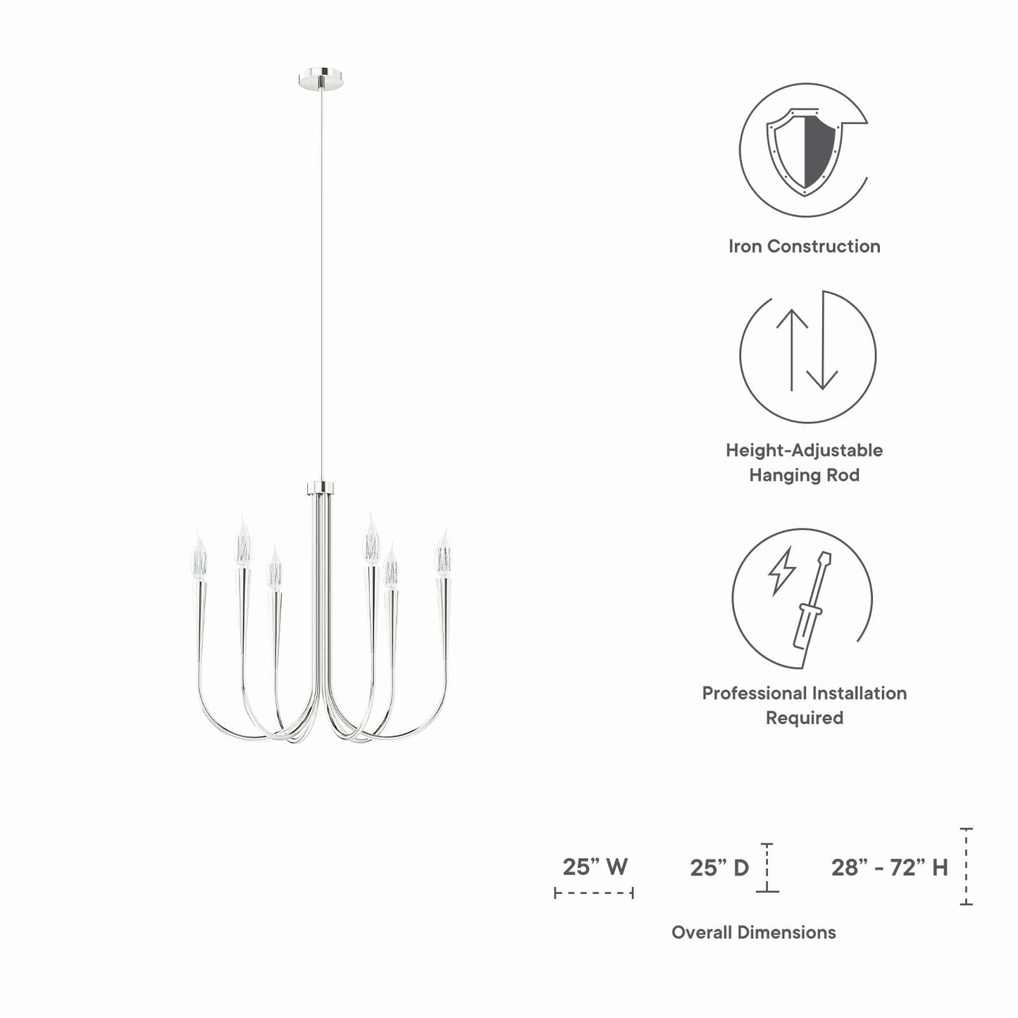 Penrose 6-Light Chandelier Polished Nickel EEI-5661-PON