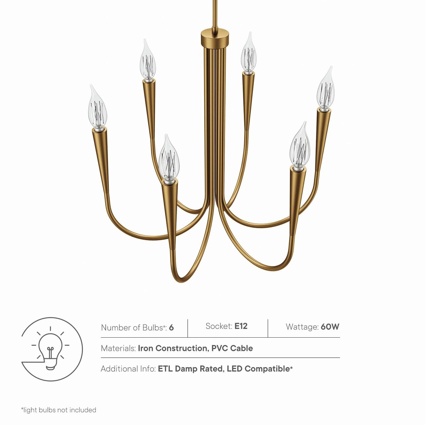 Penrose 6-Light Chandelier Satin Brass EEI-5661-SBR