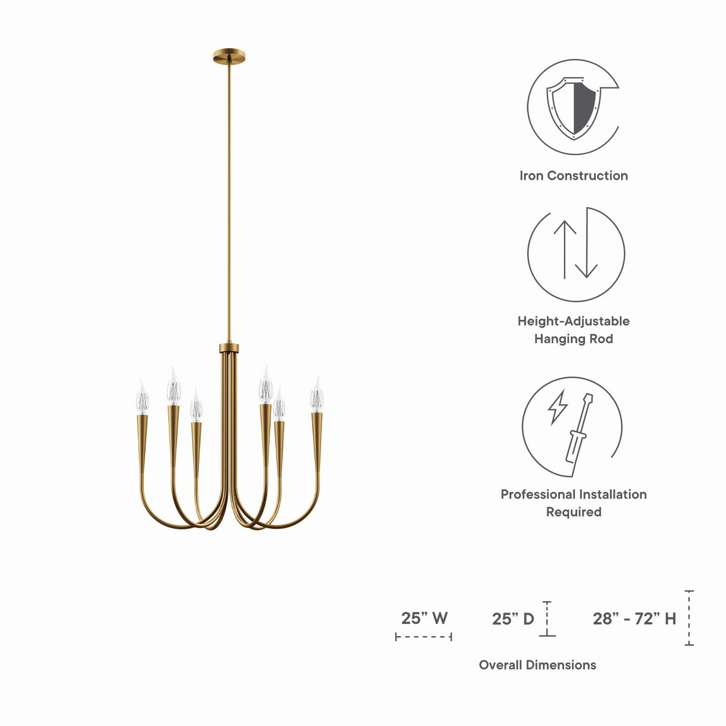 Penrose 6-Light Chandelier Satin Brass EEI-5661-SBR