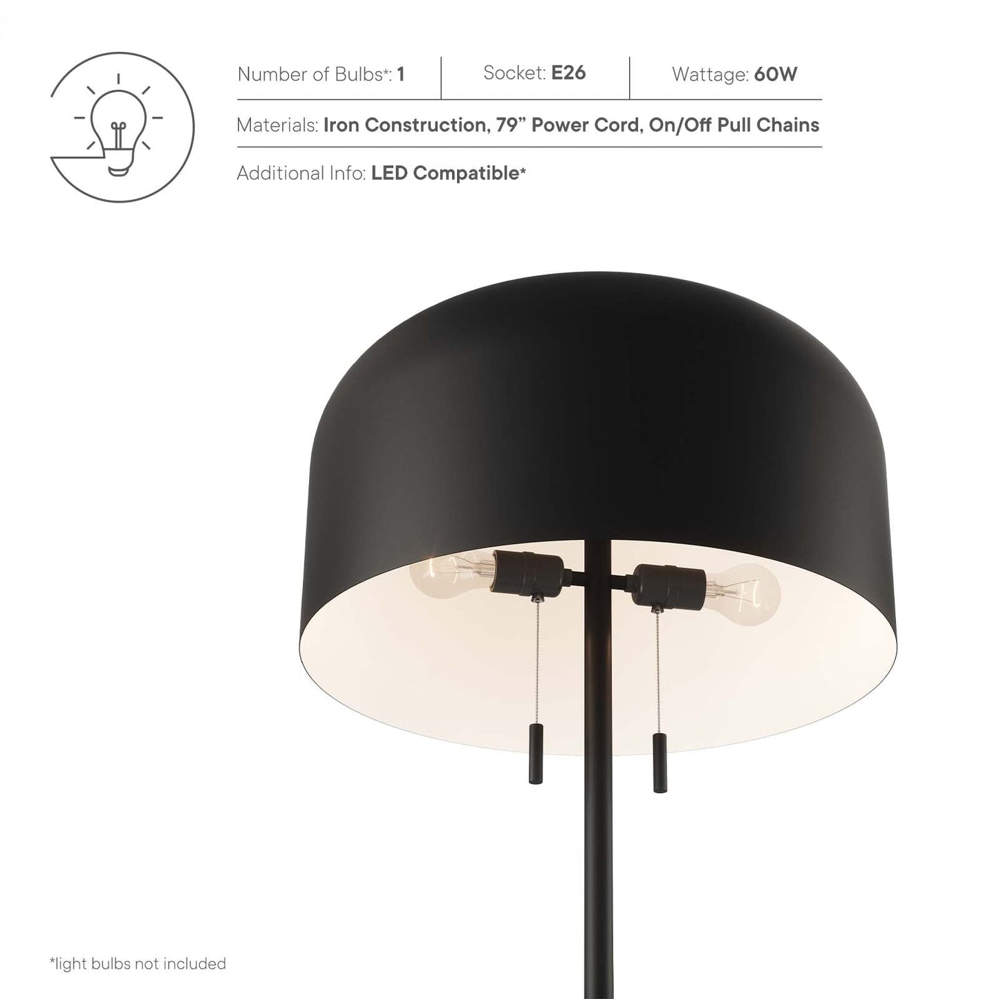 Avenue Floor Lamp Black EEI-5663-BLK