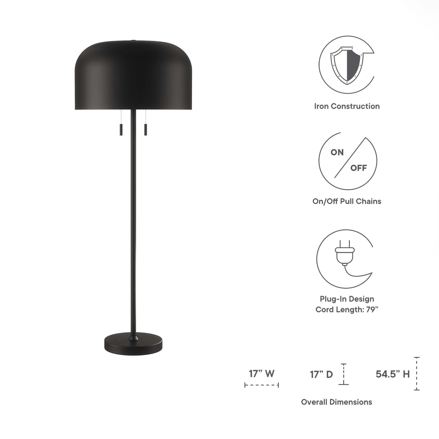 Avenue Floor Lamp Black EEI-5663-BLK