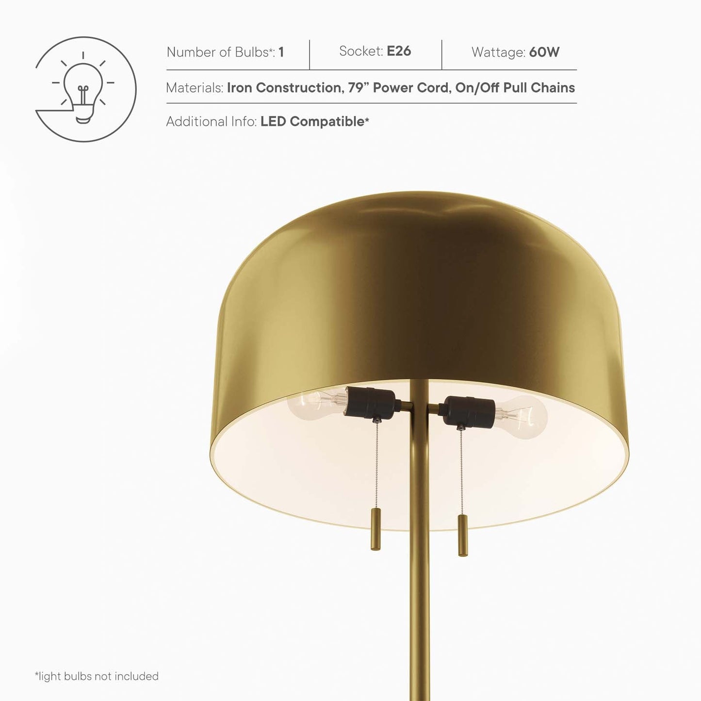 Avenue Floor Lamp Satin Brass EEI-5663-SBR