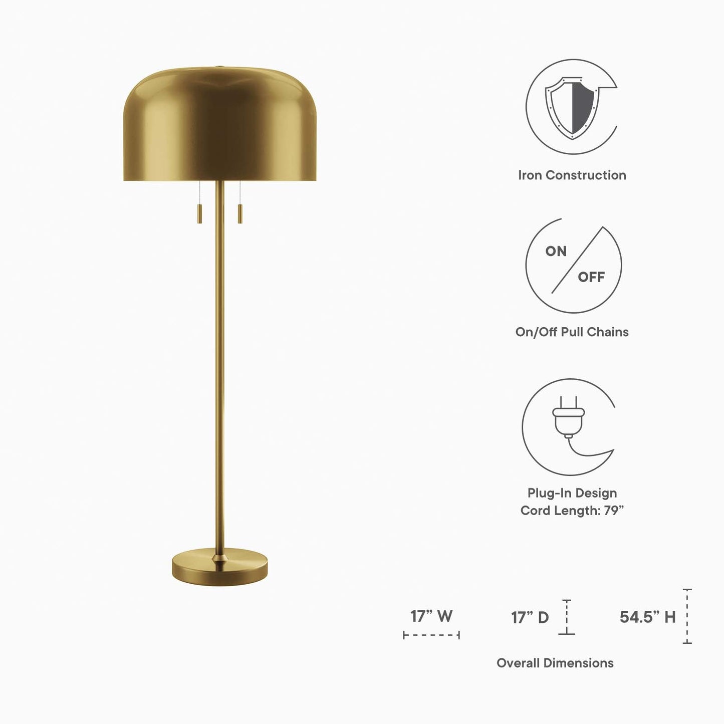 Avenue Floor Lamp Satin Brass EEI-5663-SBR