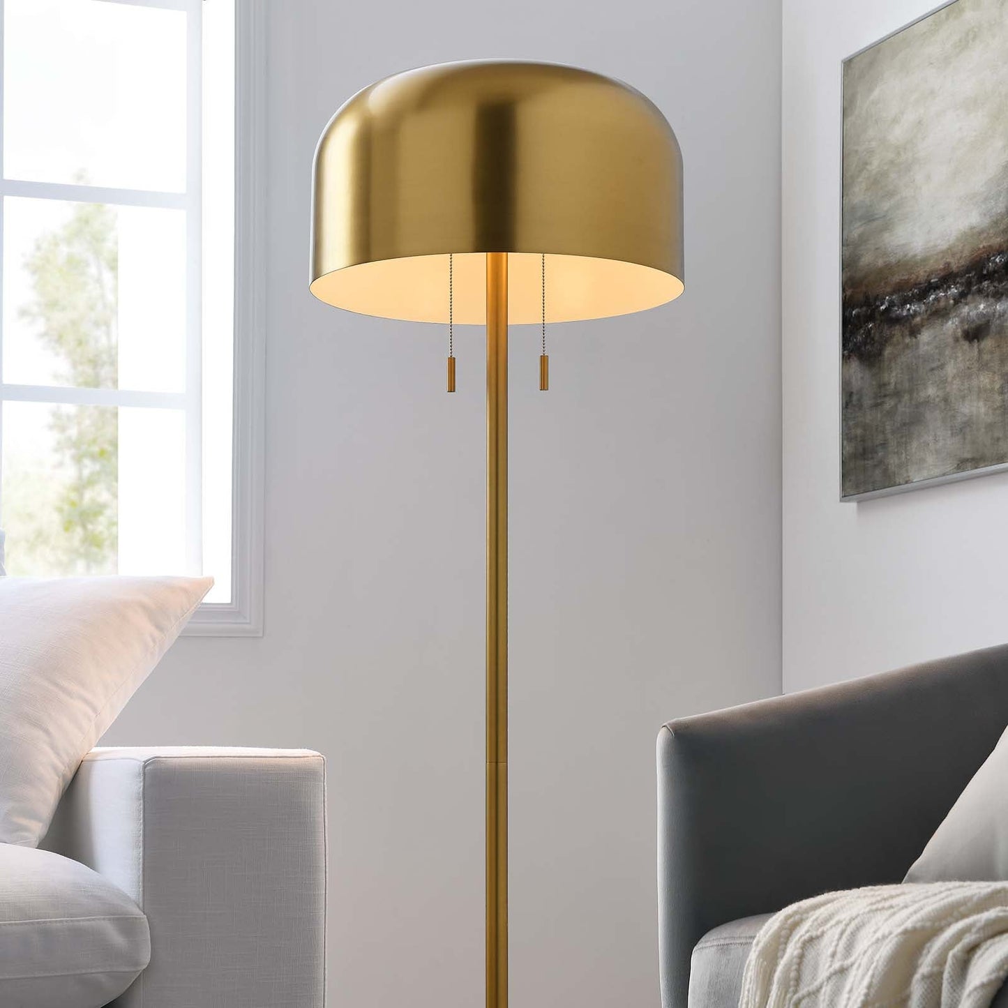 Avenue Floor Lamp Satin Brass EEI-5663-SBR