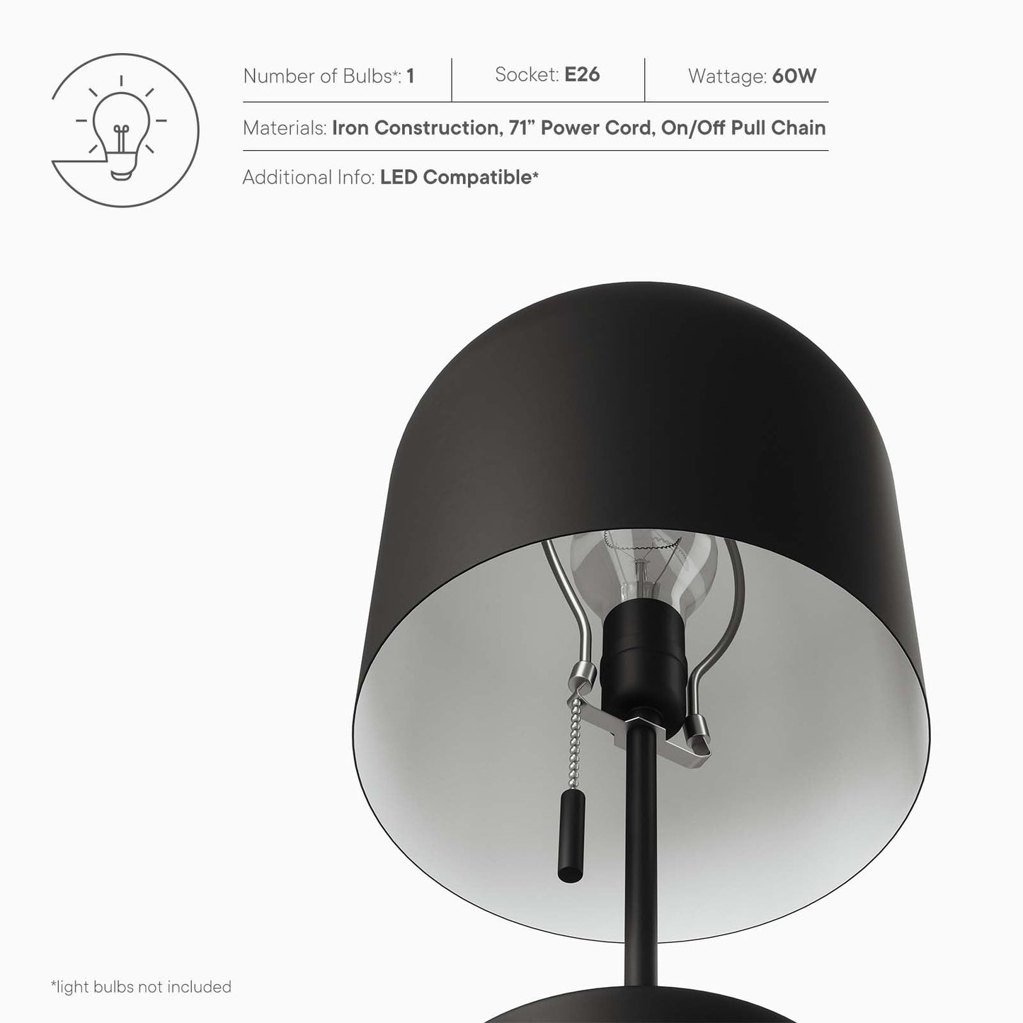 Avenue Table Lamp Black EEI-5664-BLK