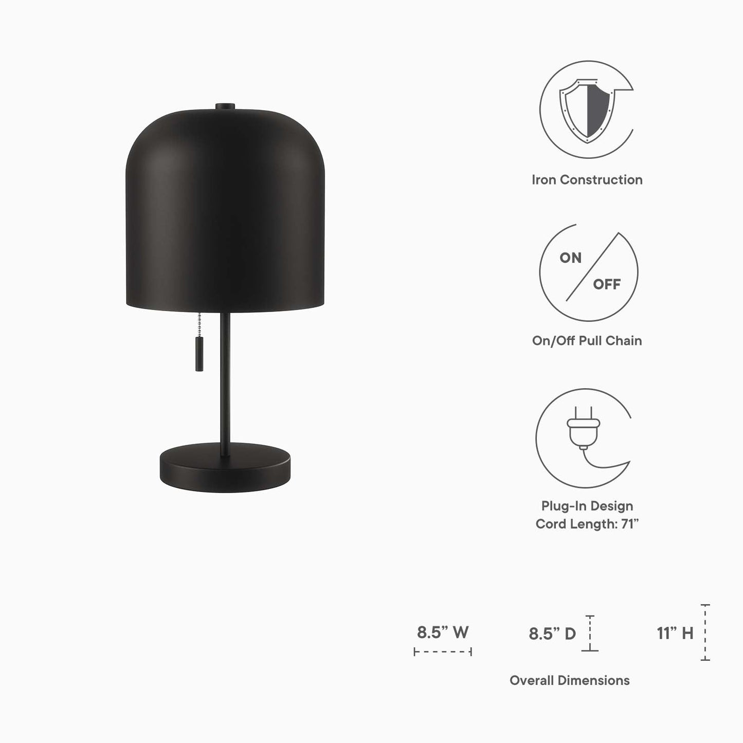 Avenue Table Lamp Black EEI-5664-BLK