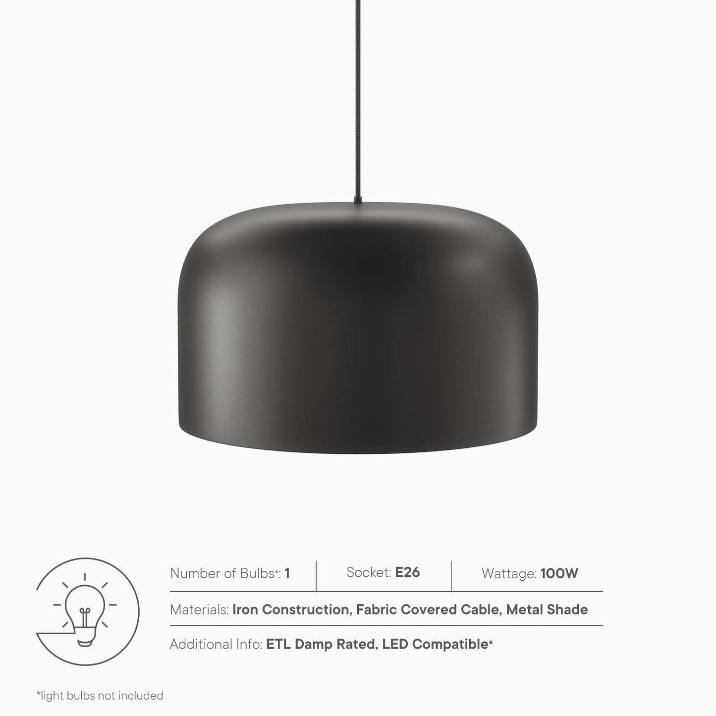 Avenue 1-Light Pendant Light Black EEI-5665-BLK