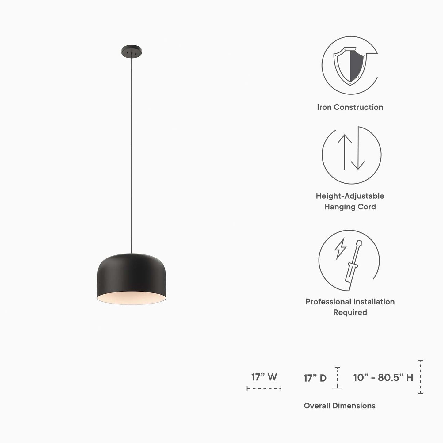 Avenue 1-Light Pendant Light Black EEI-5665-BLK