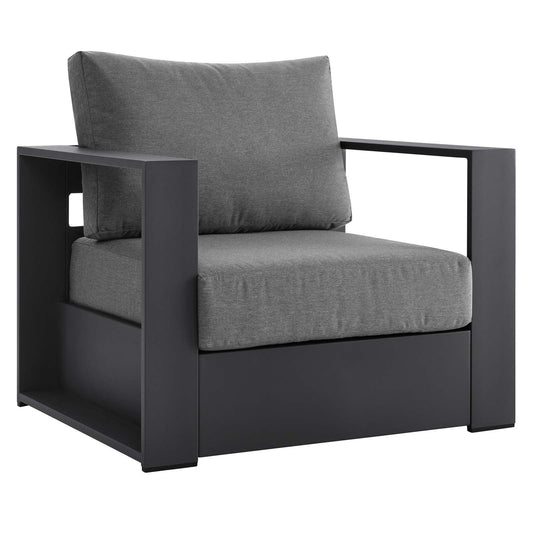 Tahoe Outdoor Patio Powder-Coated Aluminum Armchair Gray Charcoal EEI-5675-GRY-CHA