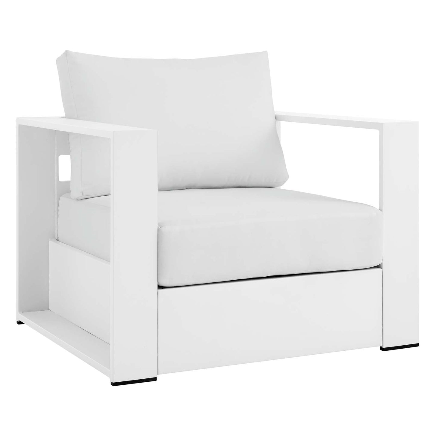 Tahoe Outdoor Patio Powder-Coated Aluminum Armchair White White EEI-5675-WHI-WHI