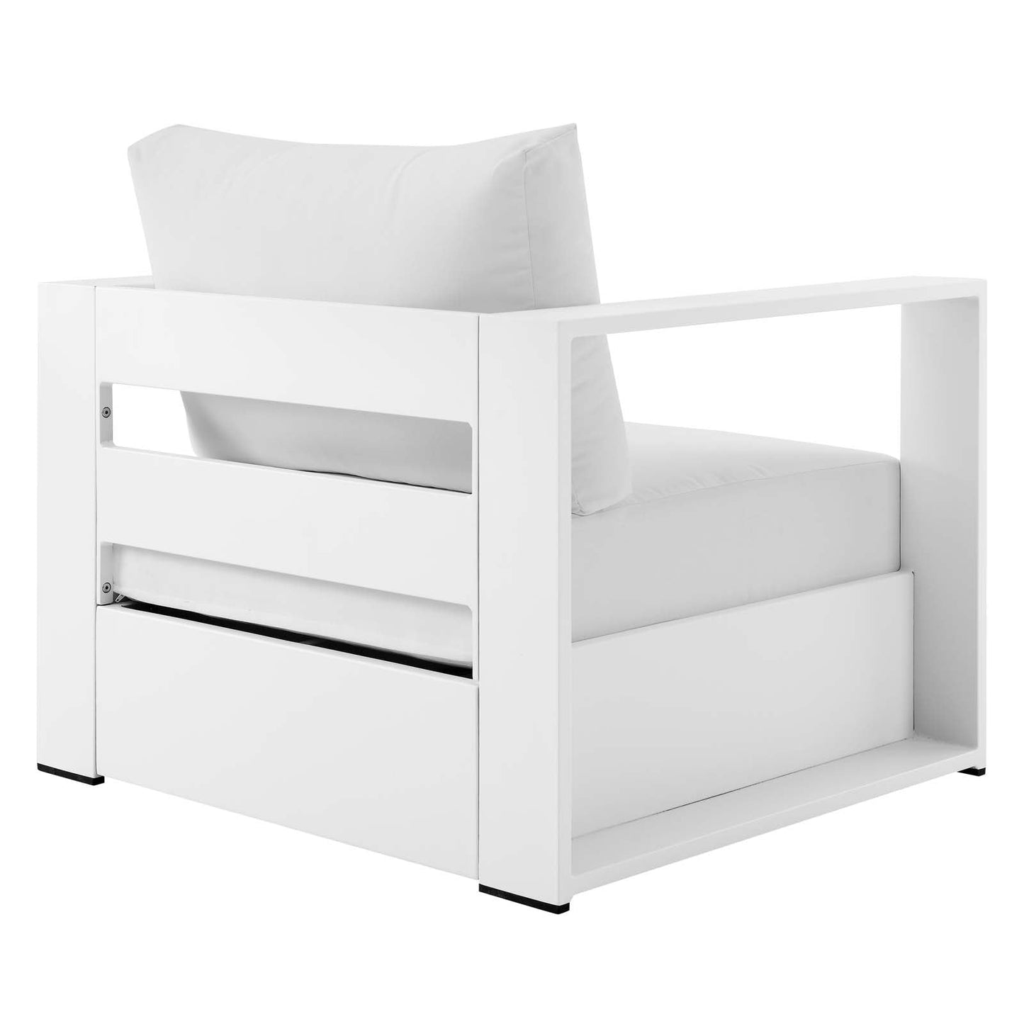 Tahoe Outdoor Patio Powder-Coated Aluminum Armchair White White EEI-5675-WHI-WHI