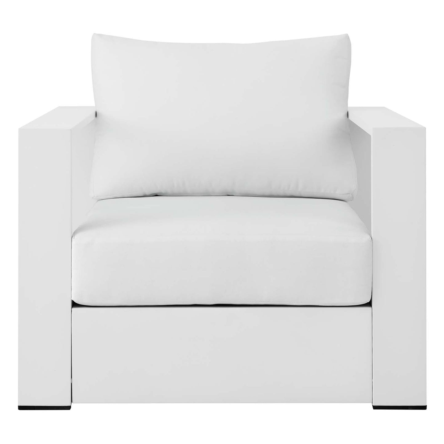 Tahoe Outdoor Patio Powder-Coated Aluminum Armchair White White EEI-5675-WHI-WHI