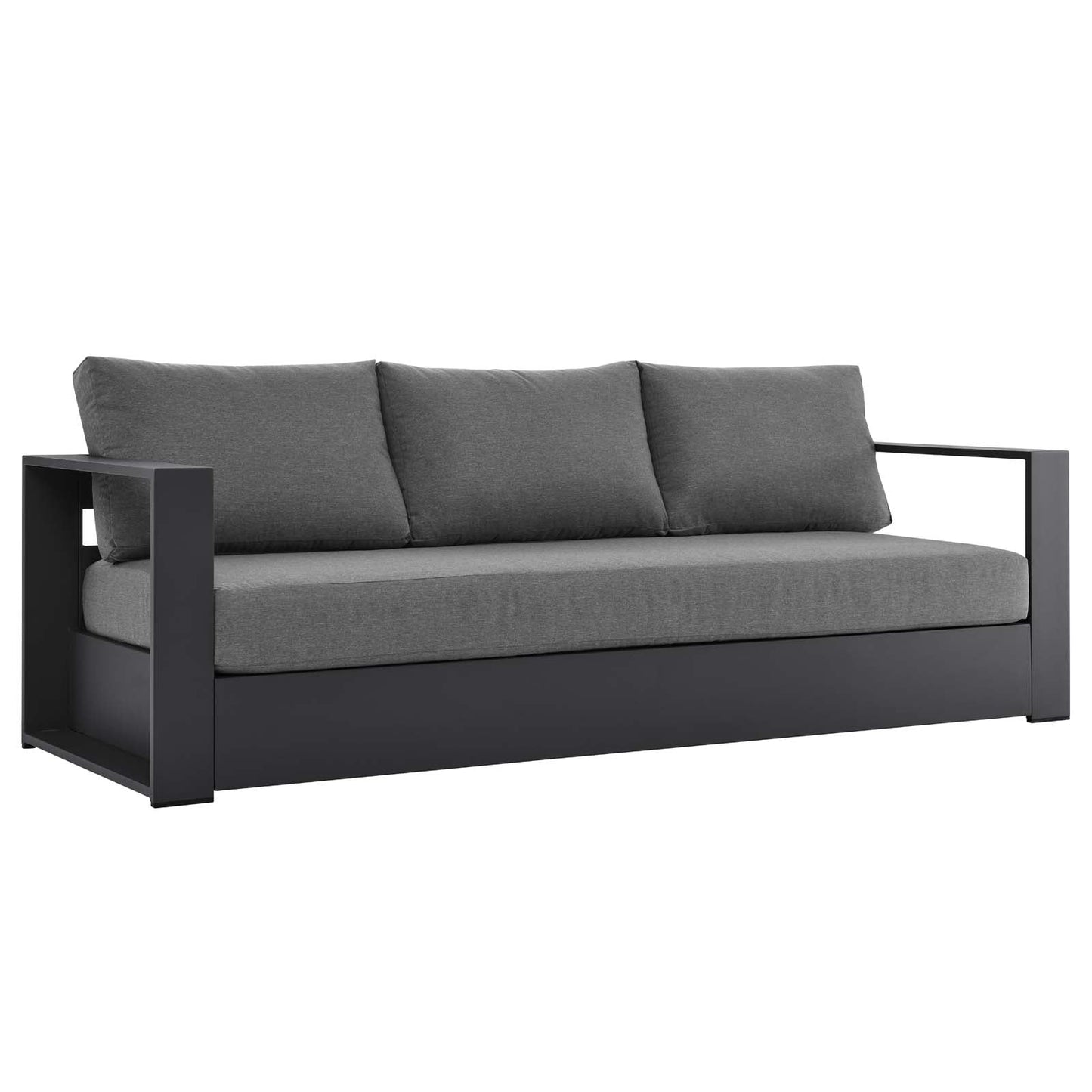 Tahoe Outdoor Patio Powder-Coated Aluminum Sofa Gray Charcoal EEI-5676-GRY-CHA