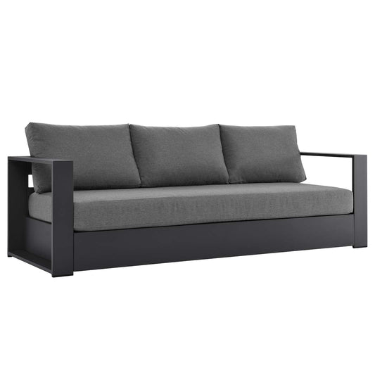 Tahoe Outdoor Patio Powder-Coated Aluminum Sofa Gray Charcoal EEI-5676-GRY-CHA