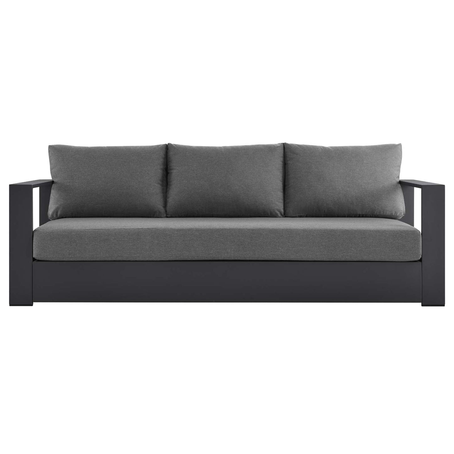 Tahoe Outdoor Patio Powder-Coated Aluminum Sofa Gray Charcoal EEI-5676-GRY-CHA