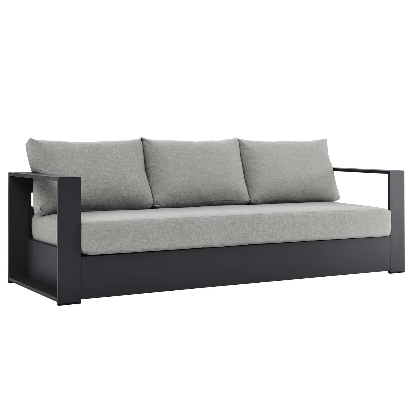 Tahoe Outdoor Patio Powder-Coated Aluminum Sofa Gray Gray EEI-5676-GRY-GRY