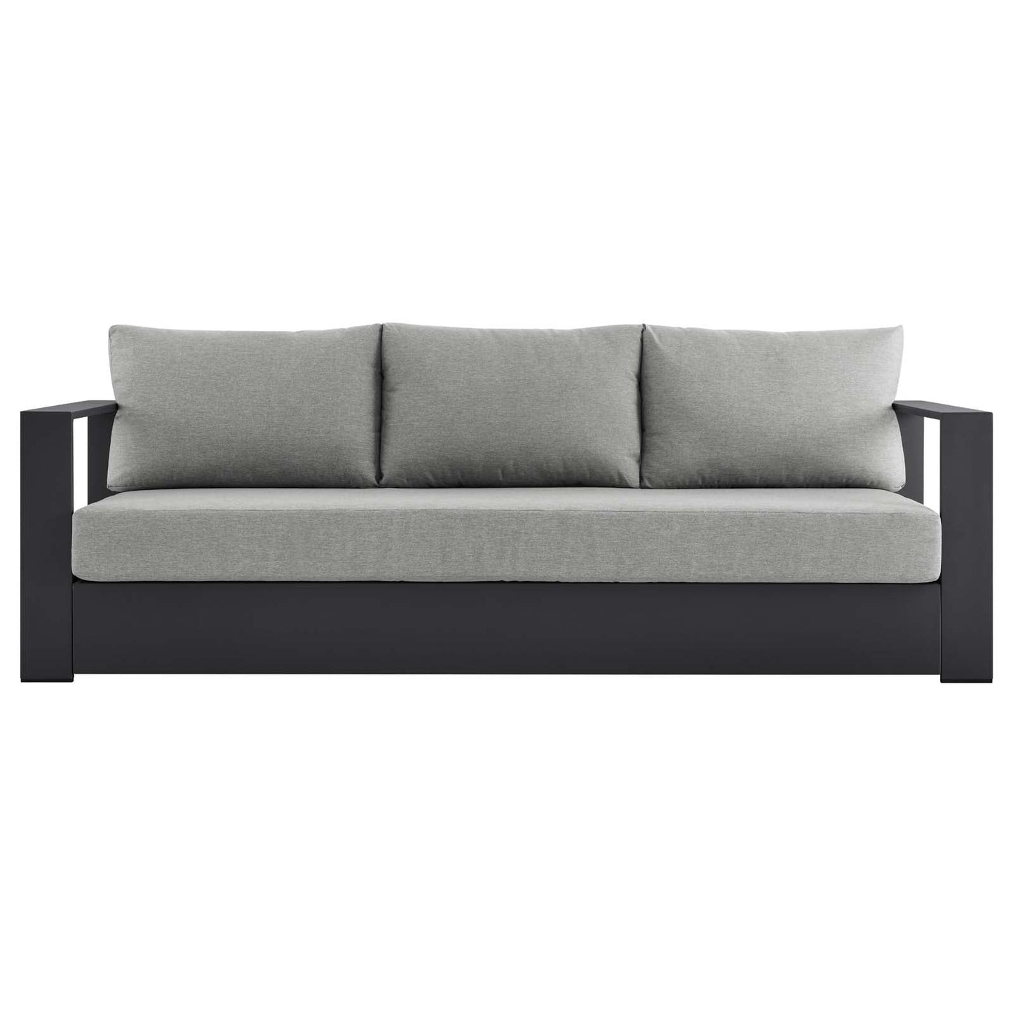 Tahoe Outdoor Patio Powder-Coated Aluminum Sofa Gray Gray EEI-5676-GRY-GRY