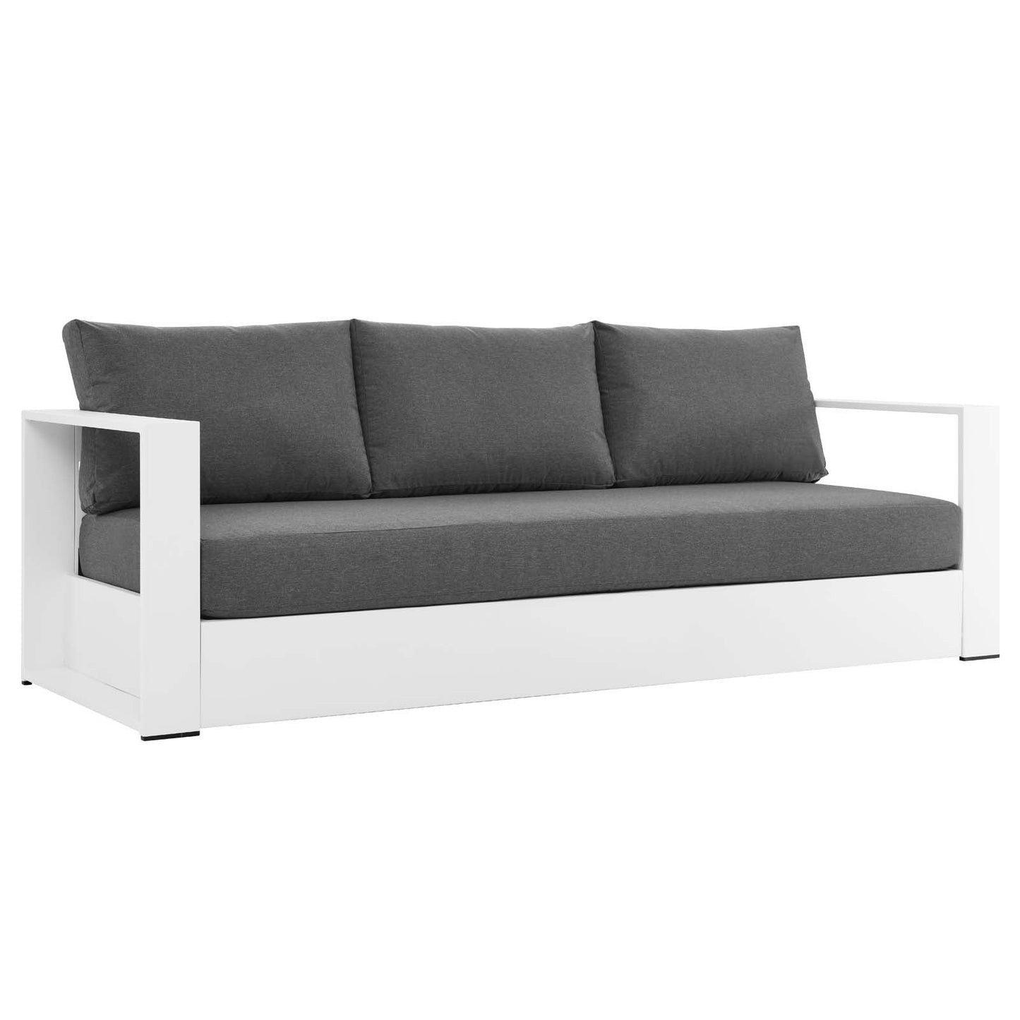 Tahoe Outdoor Patio Powder-Coated Aluminum Sofa White Charcoal EEI-5676-WHI-CHA