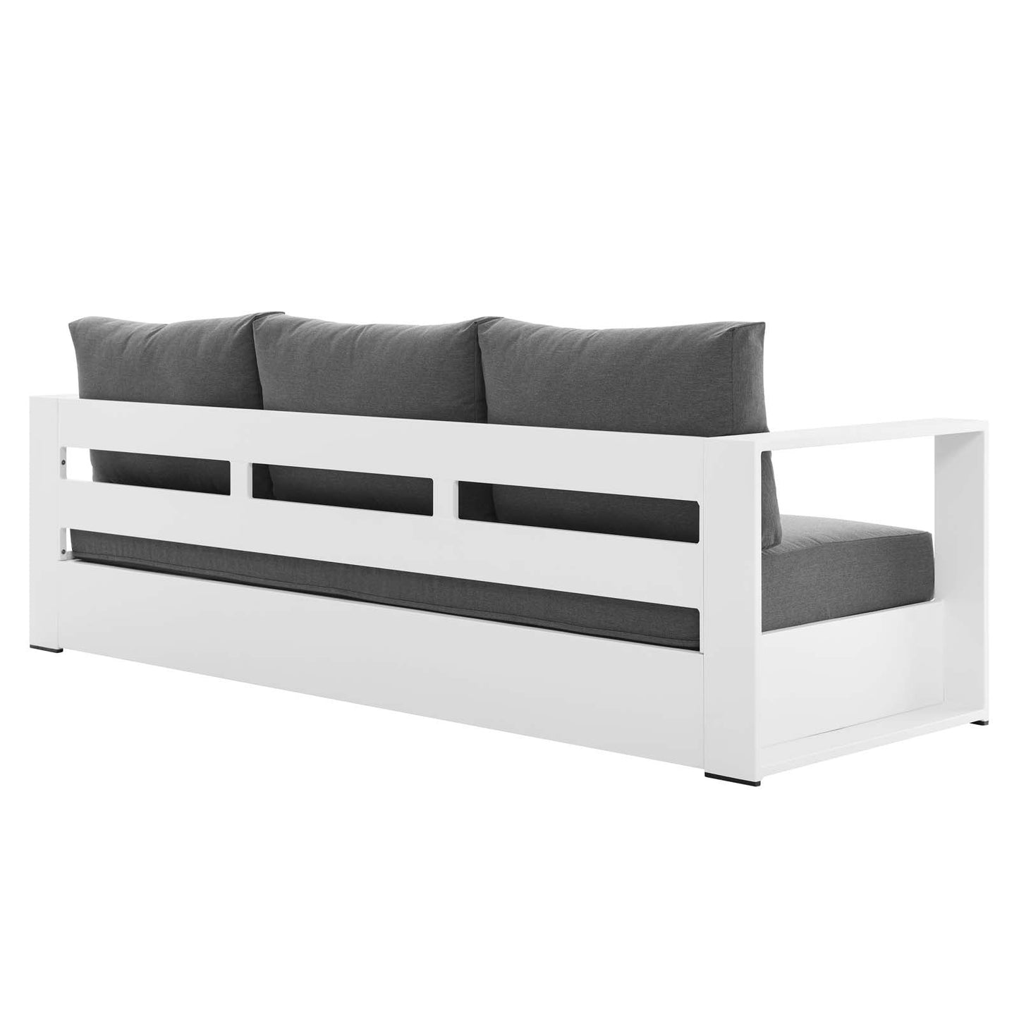 Tahoe Outdoor Patio Powder-Coated Aluminum Sofa White Charcoal EEI-5676-WHI-CHA