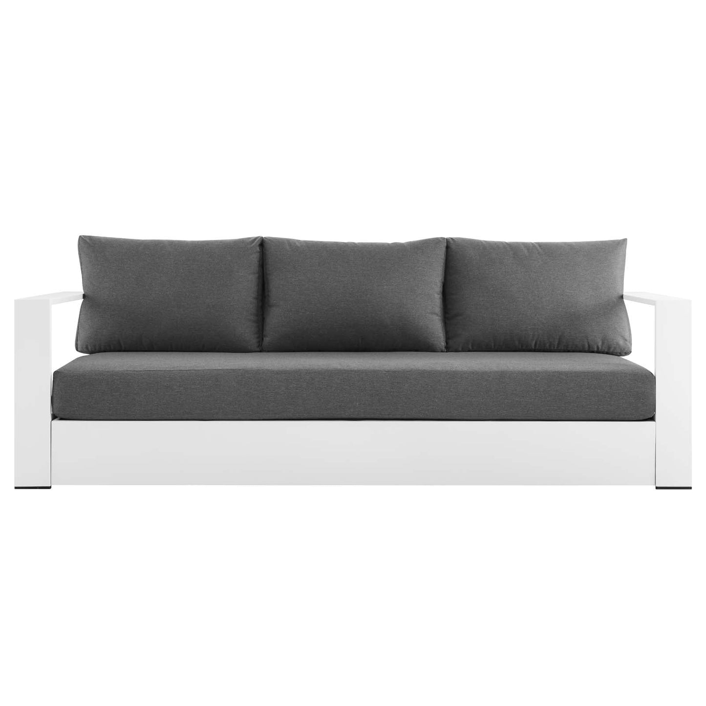 Tahoe Outdoor Patio Powder-Coated Aluminum Sofa White Charcoal EEI-5676-WHI-CHA