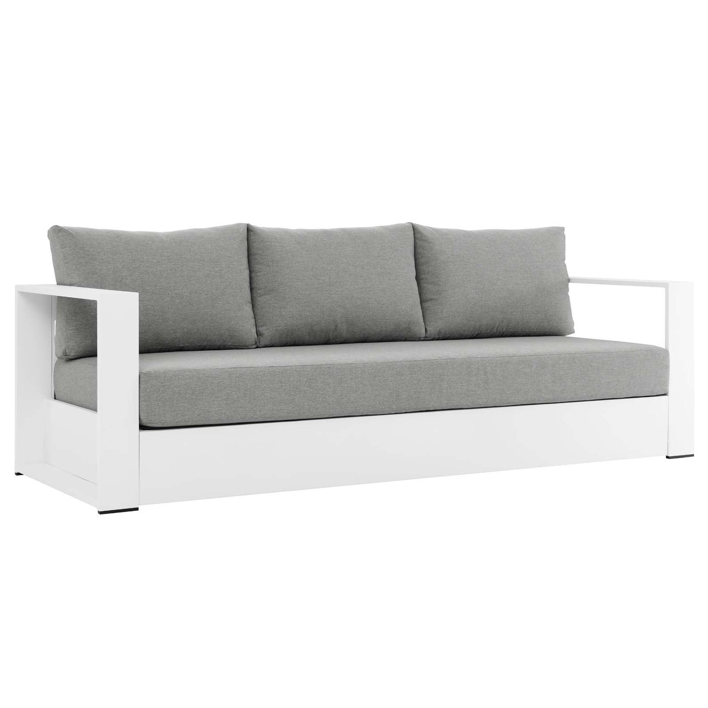 Tahoe Outdoor Patio Powder-Coated Aluminum Sofa White Gray EEI-5676-WHI-GRY