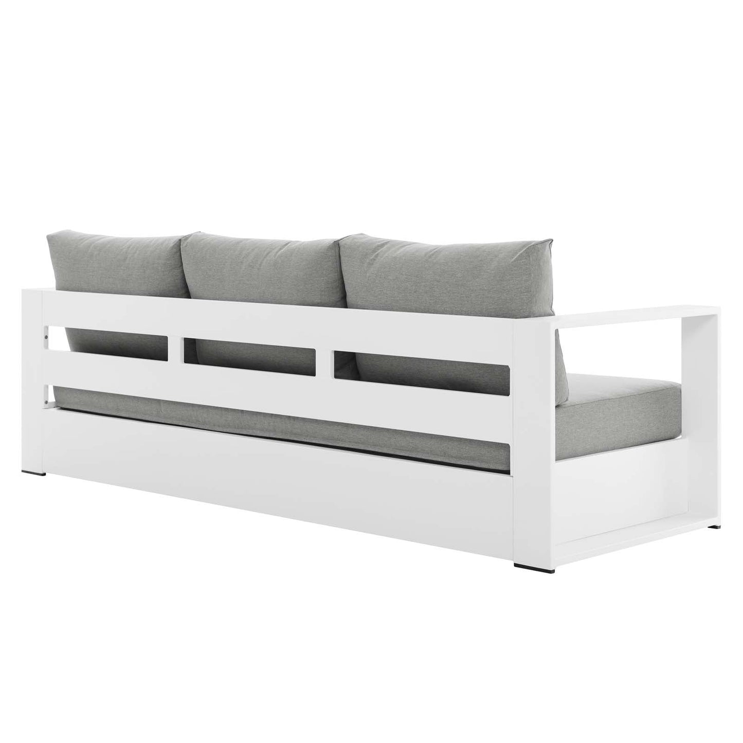 Tahoe Outdoor Patio Powder-Coated Aluminum Sofa White Gray EEI-5676-WHI-GRY