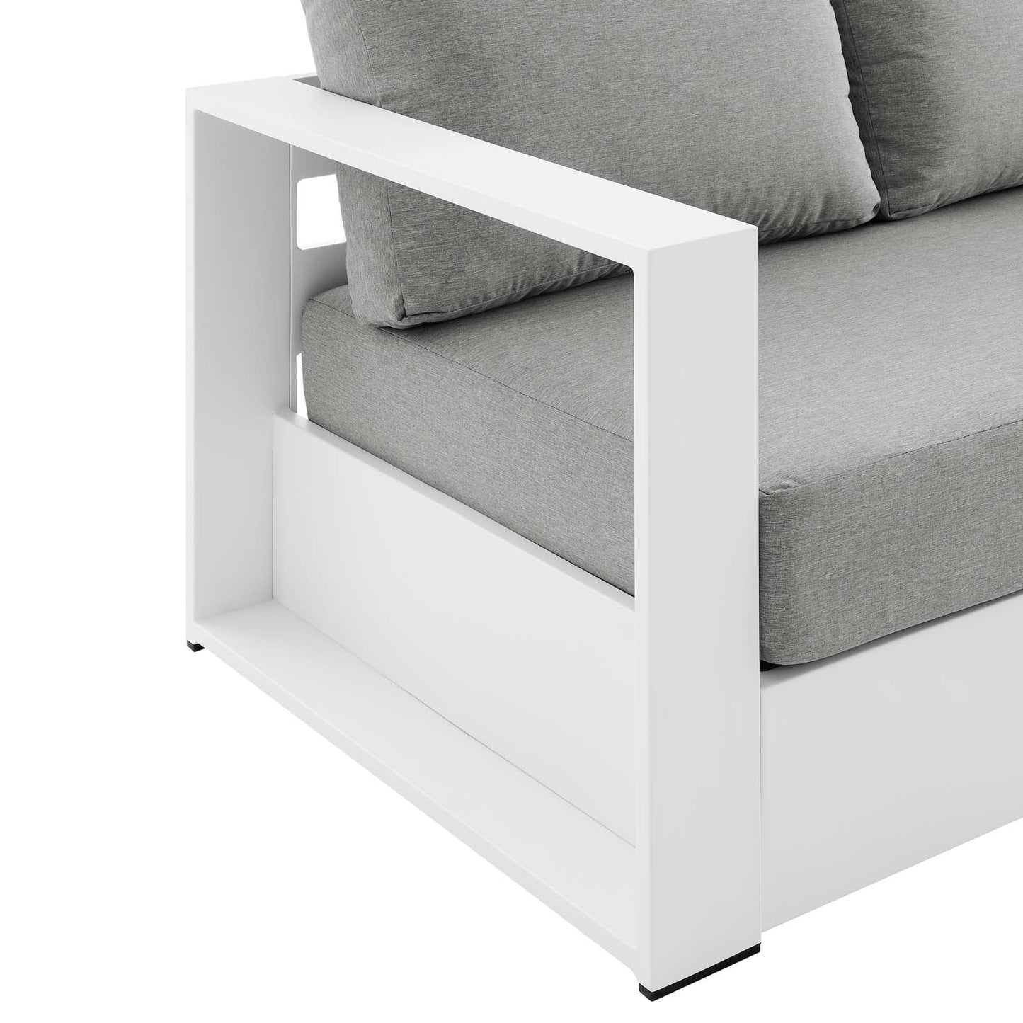 Tahoe Outdoor Patio Powder-Coated Aluminum Sofa White Gray EEI-5676-WHI-GRY