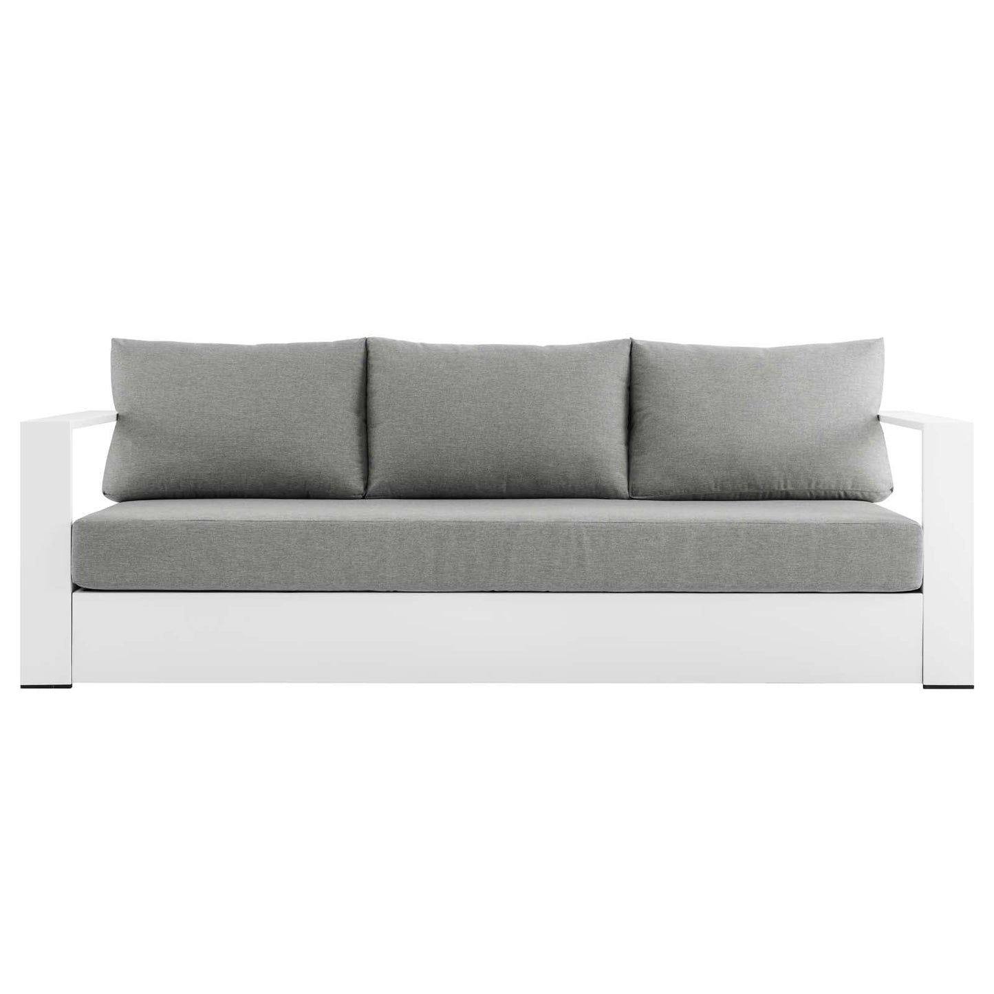 Tahoe Outdoor Patio Powder-Coated Aluminum Sofa White Gray EEI-5676-WHI-GRY