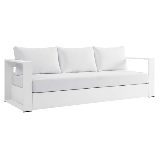 Tahoe Outdoor Patio Powder-Coated Aluminum Sofa White White EEI-5676-WHI-WHI