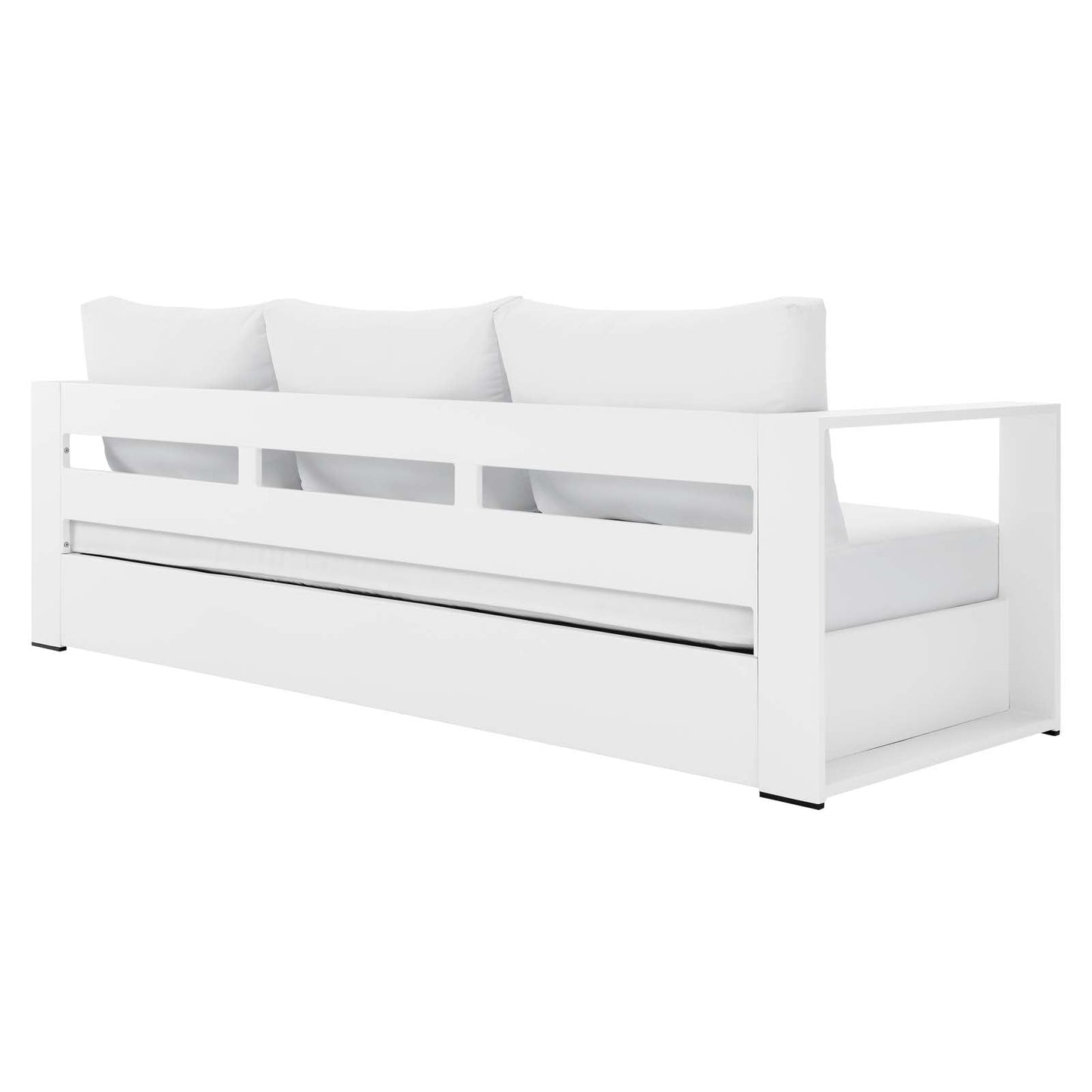 Tahoe Outdoor Patio Powder-Coated Aluminum Sofa White White EEI-5676-WHI-WHI