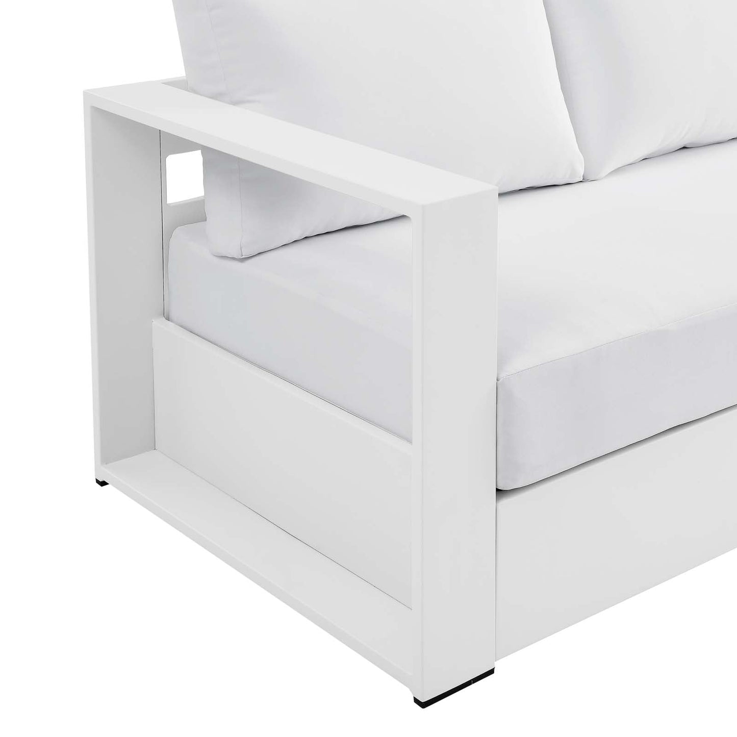 Tahoe Outdoor Patio Powder-Coated Aluminum Sofa White White EEI-5676-WHI-WHI