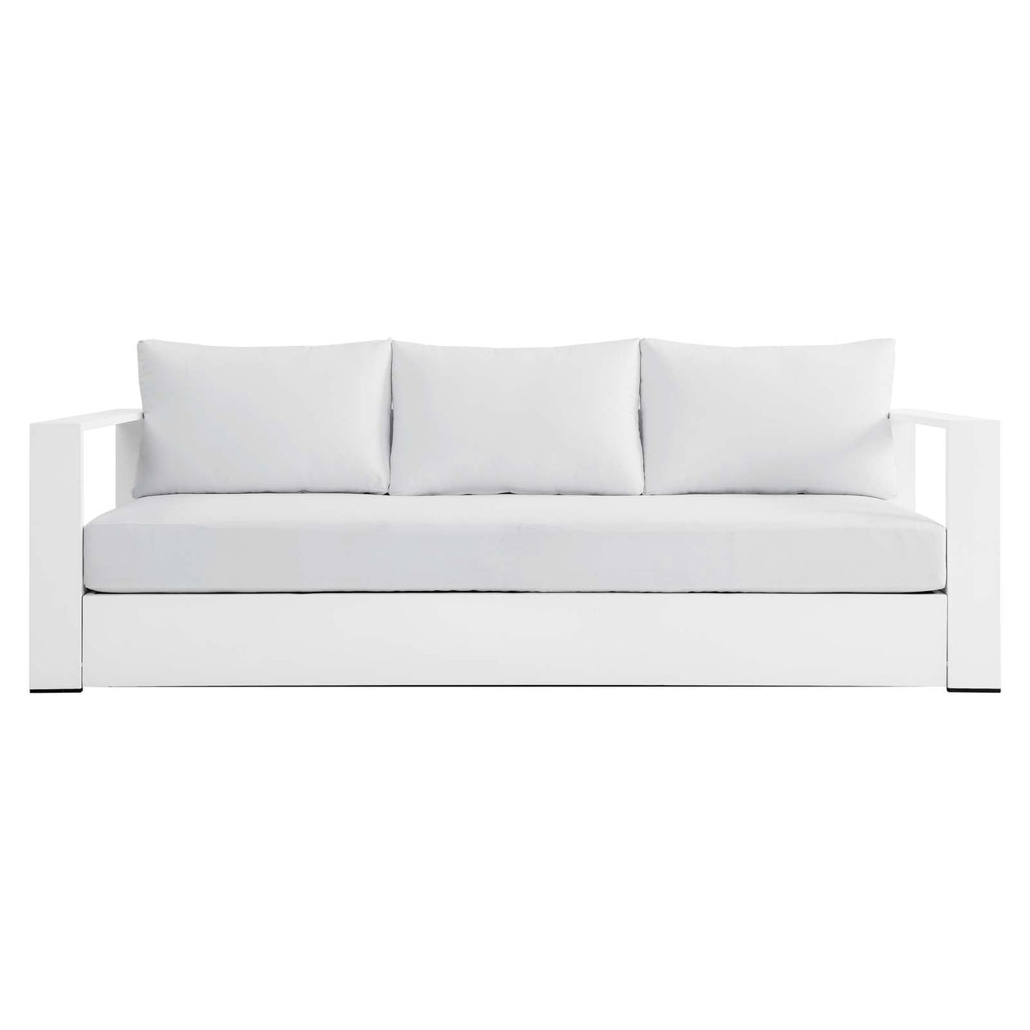 Tahoe Outdoor Patio Powder-Coated Aluminum Sofa White White EEI-5676-WHI-WHI