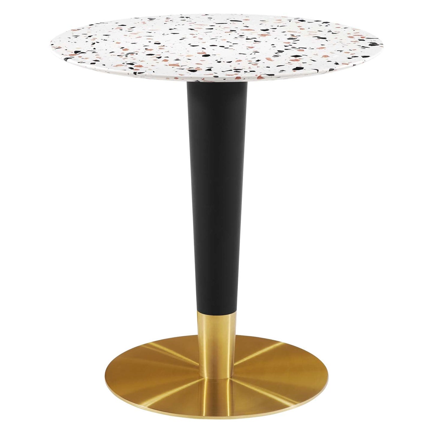 Zinque 28" Round Terrazzo Dining Table Gold White EEI-5702-GLD-WHI