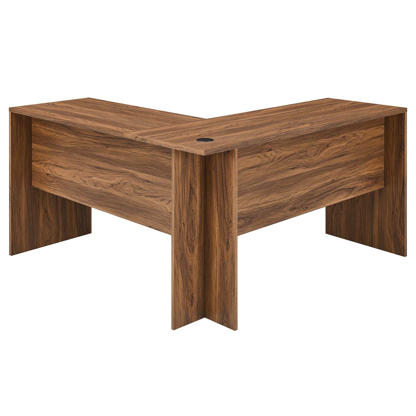 Venture L-Shaped Wood Office Desk Walnut EEI-5703-WAL