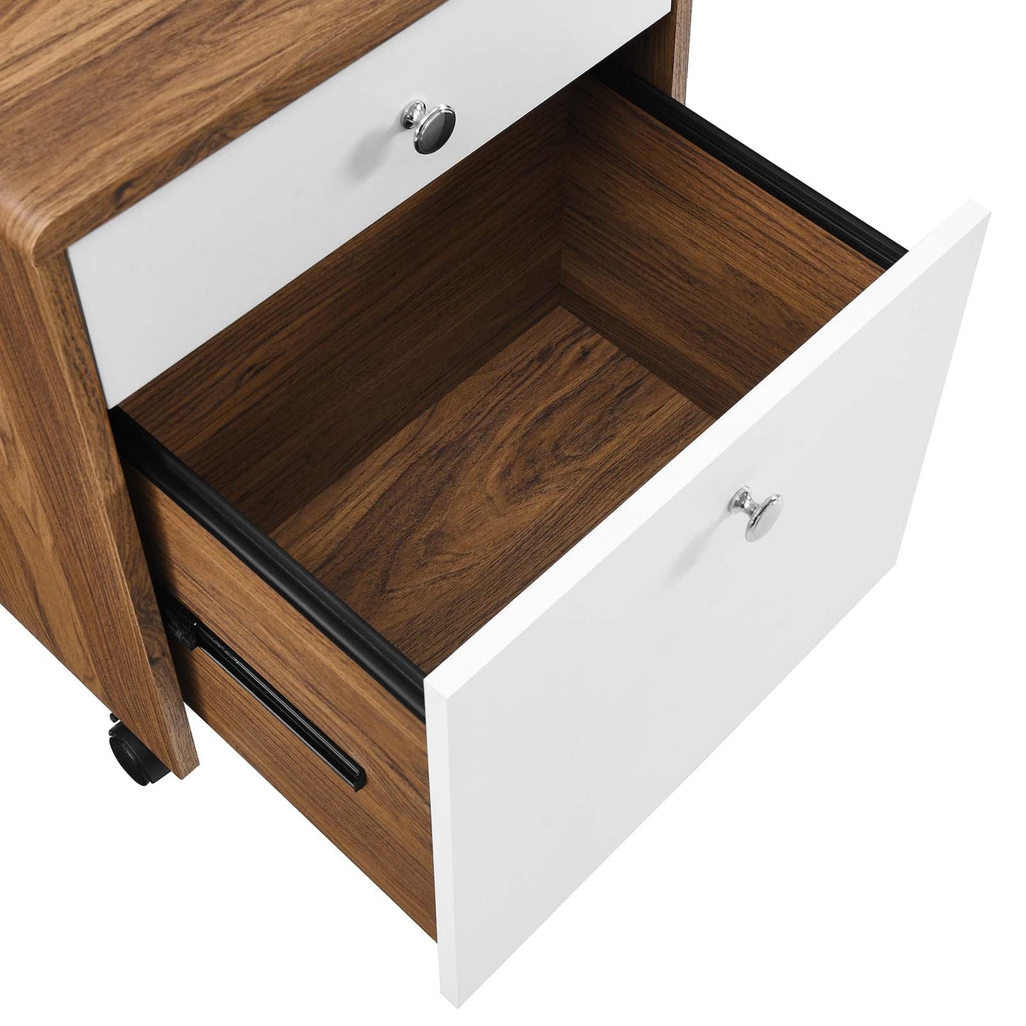 Transmit  Wood File Cabinet Walnut White EEI-5705-WAL-WHI