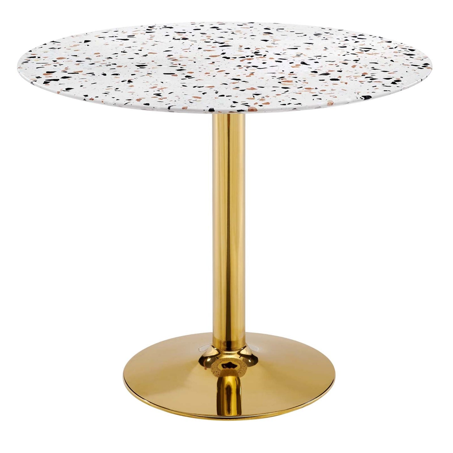 Verne 36" Round Terrazzo Dining Table Gold White EEI-5717-GLD-WHI