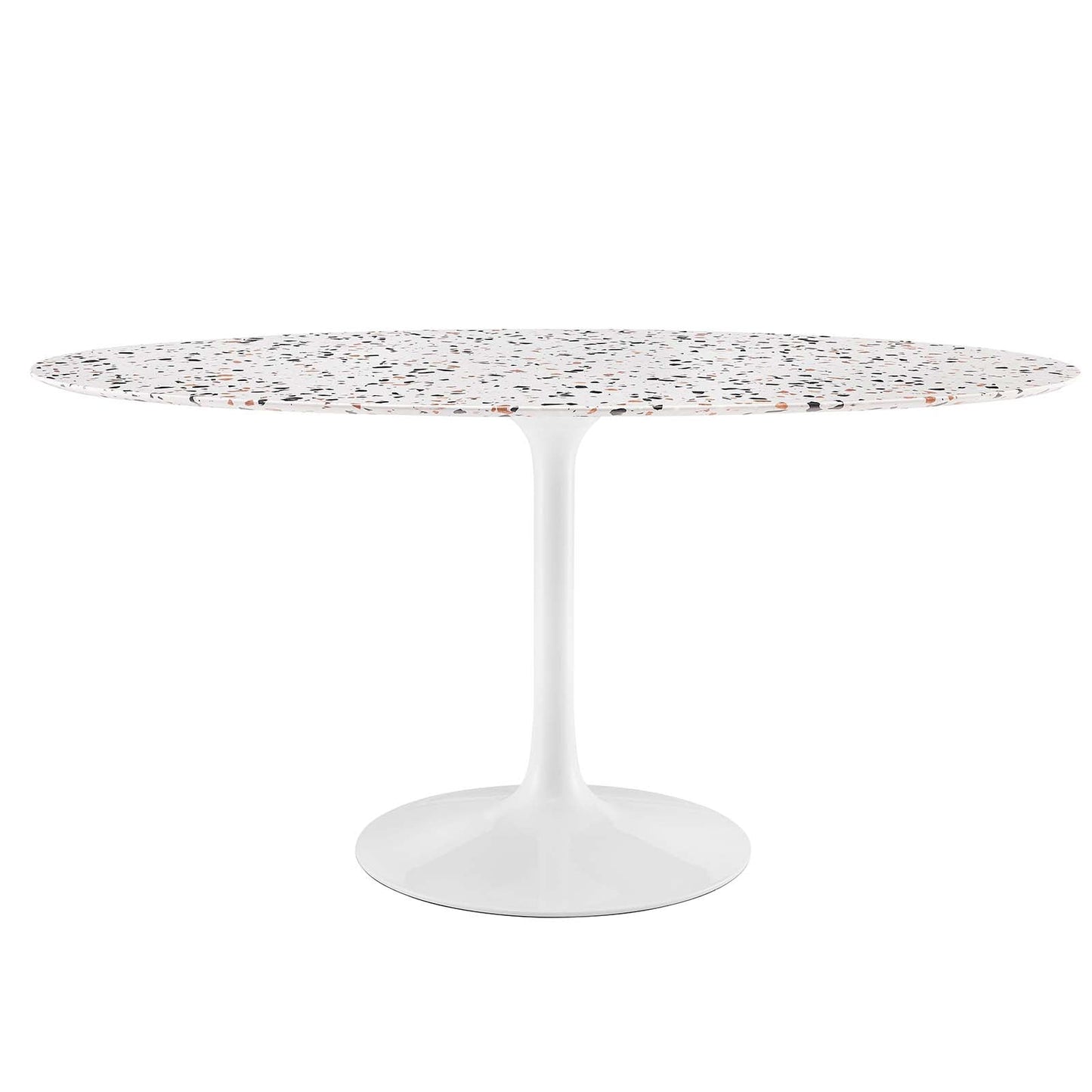 Lippa 60" Oval Terrazzo Dining Table White White EEI-5734-WHI-WHI