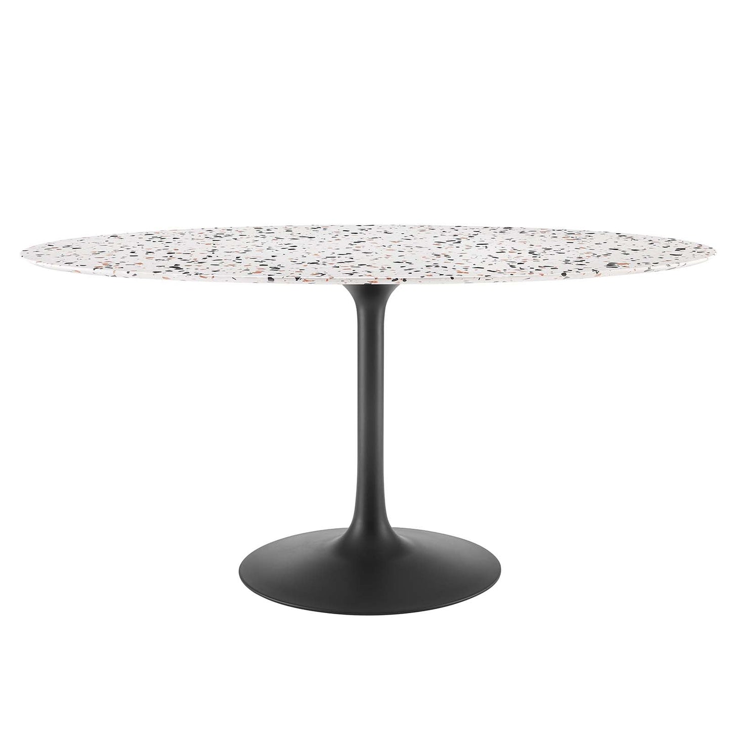 Lippa 60" Oval Terrazzo Dining Table Black White EEI-5737-BLK-WHI