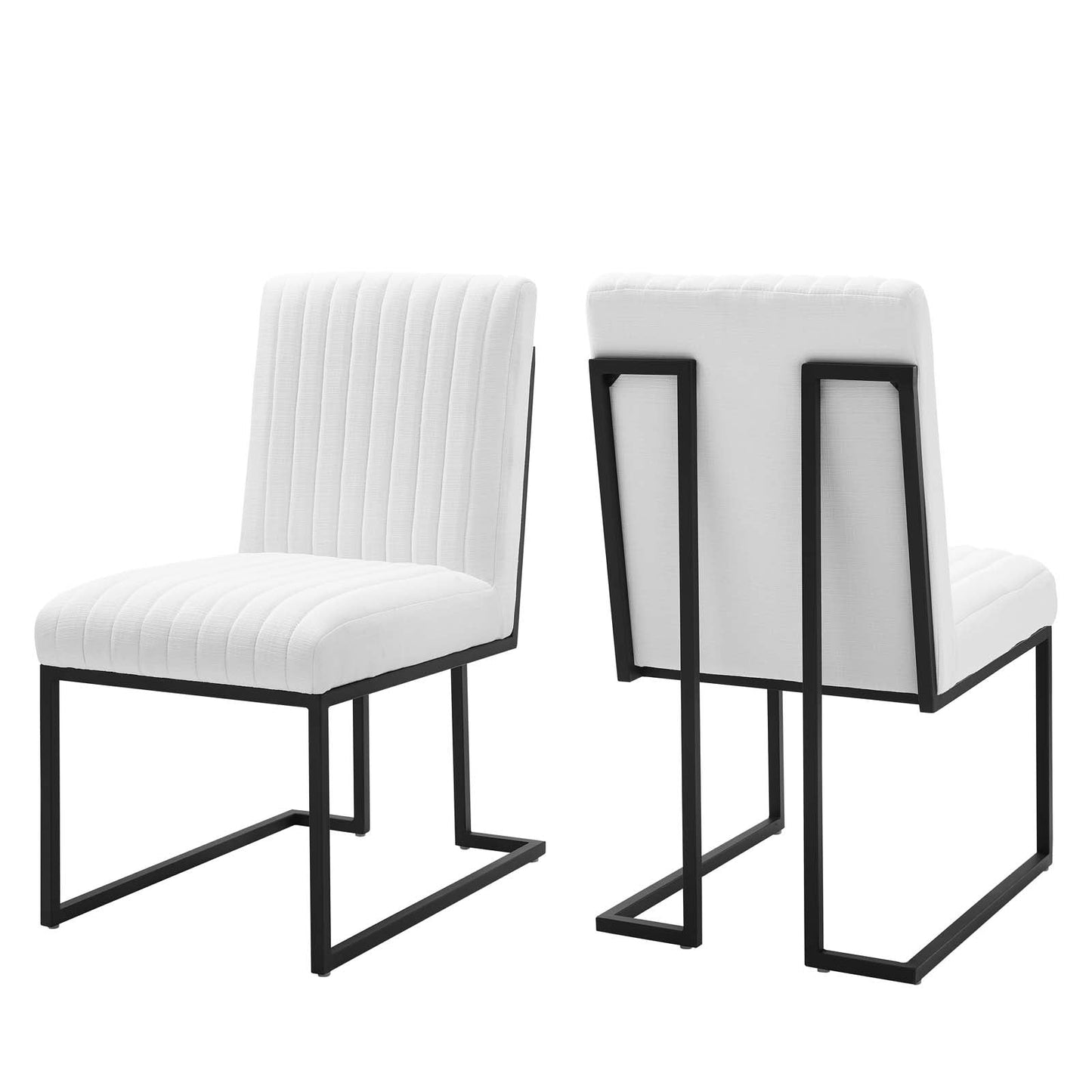 Indulge Channel Tufted Fabric Dining Chairs - Set of 2 White EEI-5740-WHI