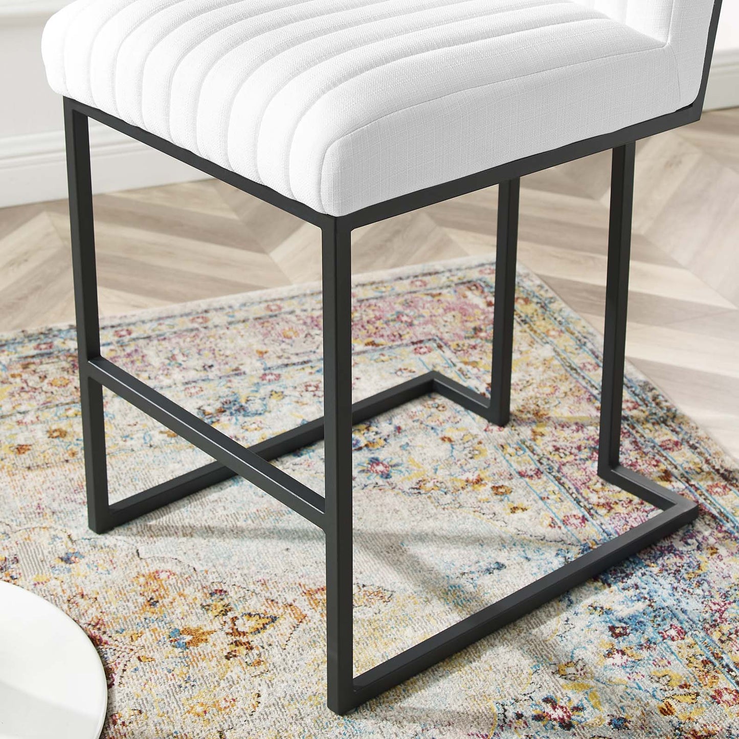 Indulge Channel Tufted Fabric Counter Stools - Set of 2 White EEI-5741-WHI