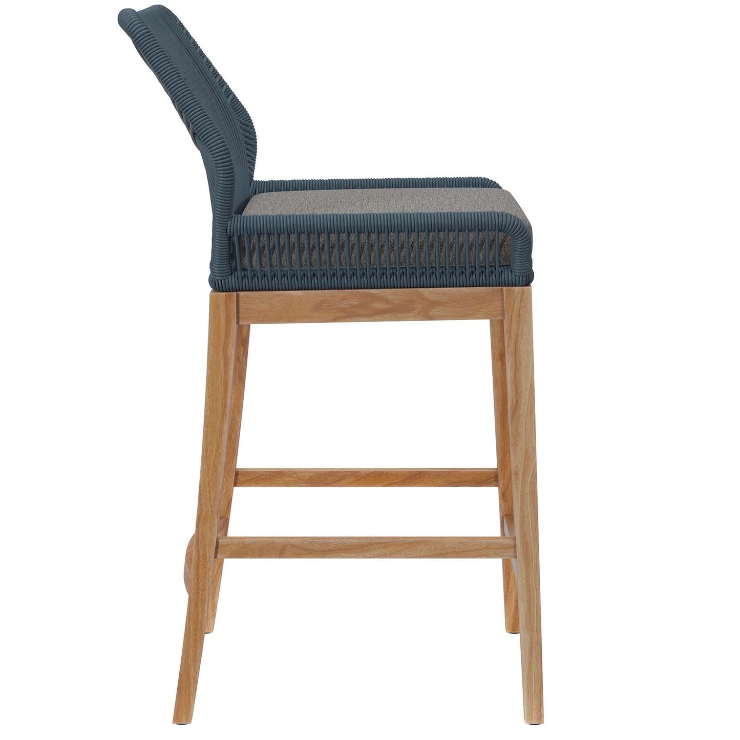 Wellspring Outdoor Patio Outdoor Patio Teak Wood Bar Stool Blue Graphite EEI-5746-BLU-GPH