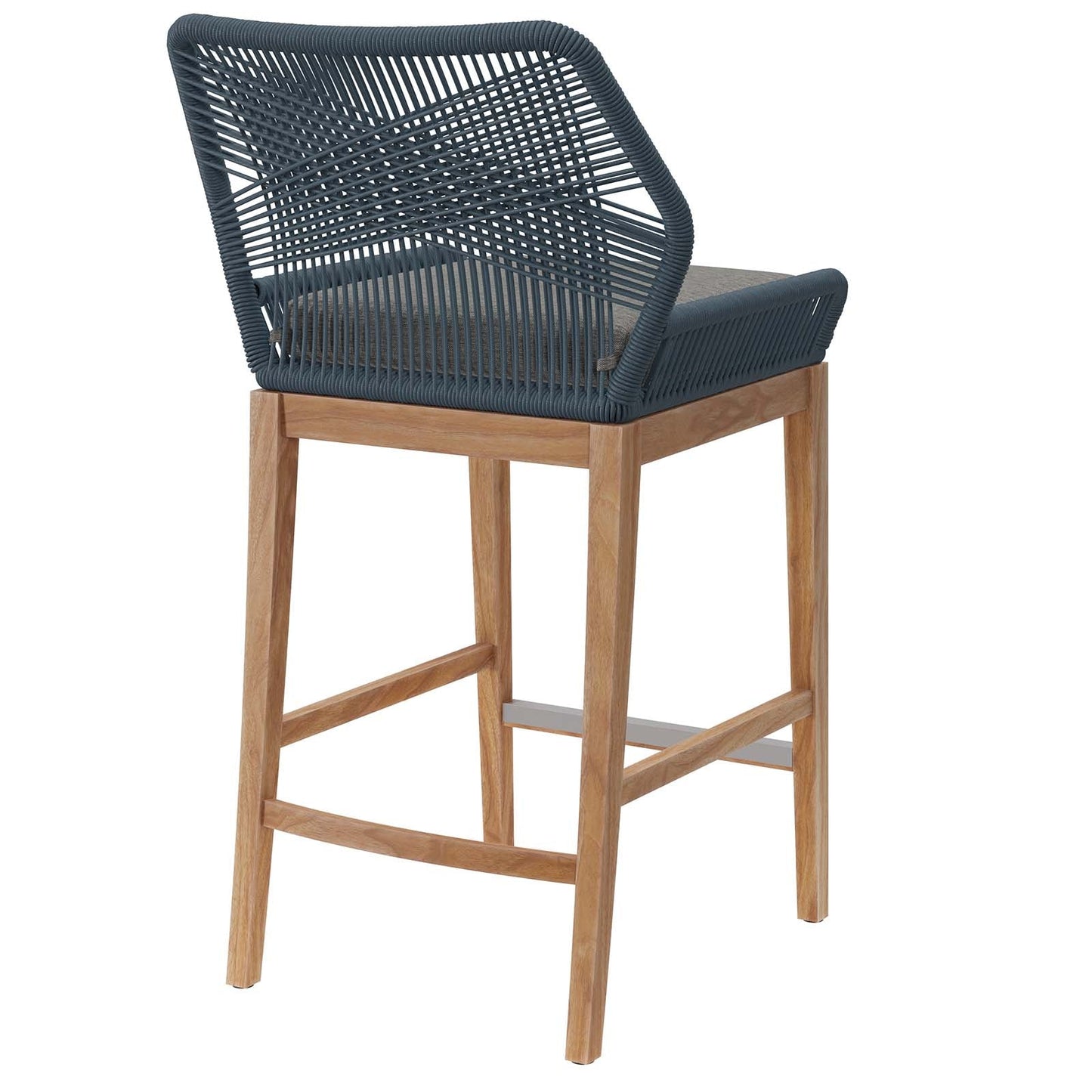 Wellspring Outdoor Patio Outdoor Patio Teak Wood Bar Stool Blue Graphite EEI-5746-BLU-GPH