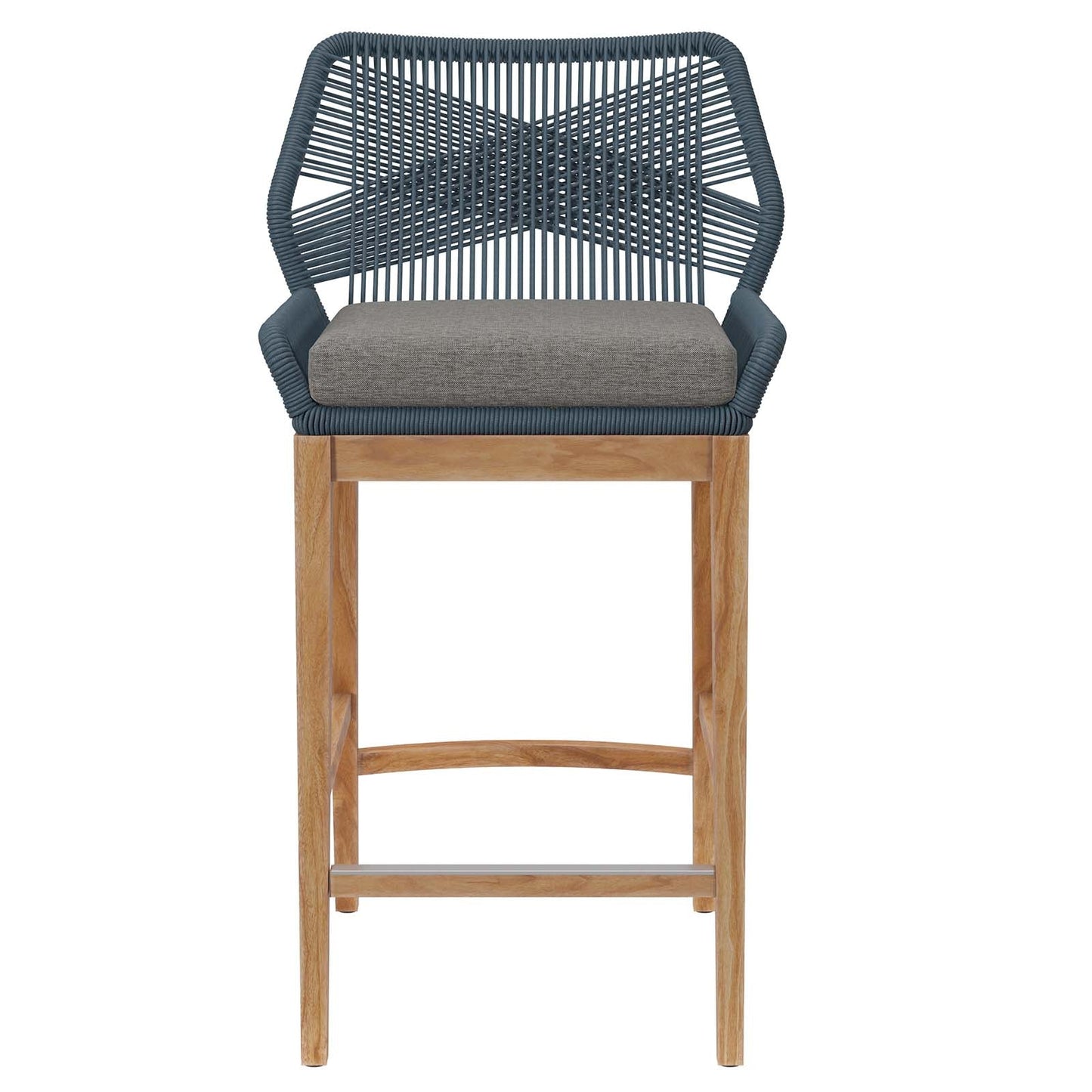 Wellspring Outdoor Patio Outdoor Patio Teak Wood Bar Stool Blue Graphite EEI-5746-BLU-GPH