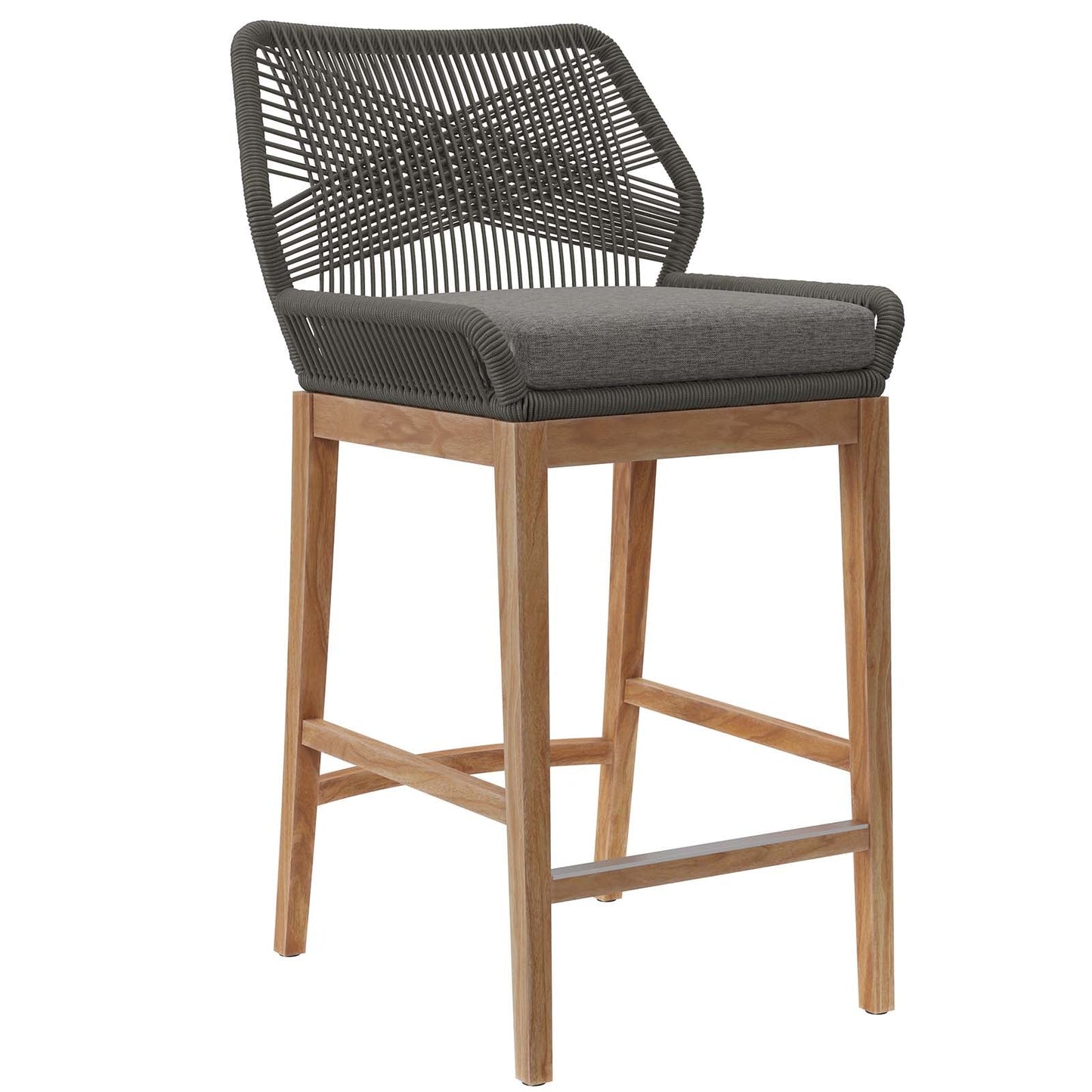 Wellspring Outdoor Patio Outdoor Patio Teak Wood Bar Stool Gray Graphite EEI-5746-GRY-GPH